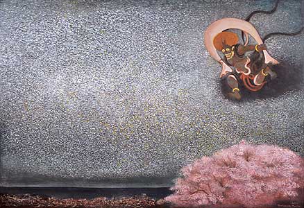 富山妙子 〈フクシマ－春、セシウム137〉2011　油彩、キャンバス 